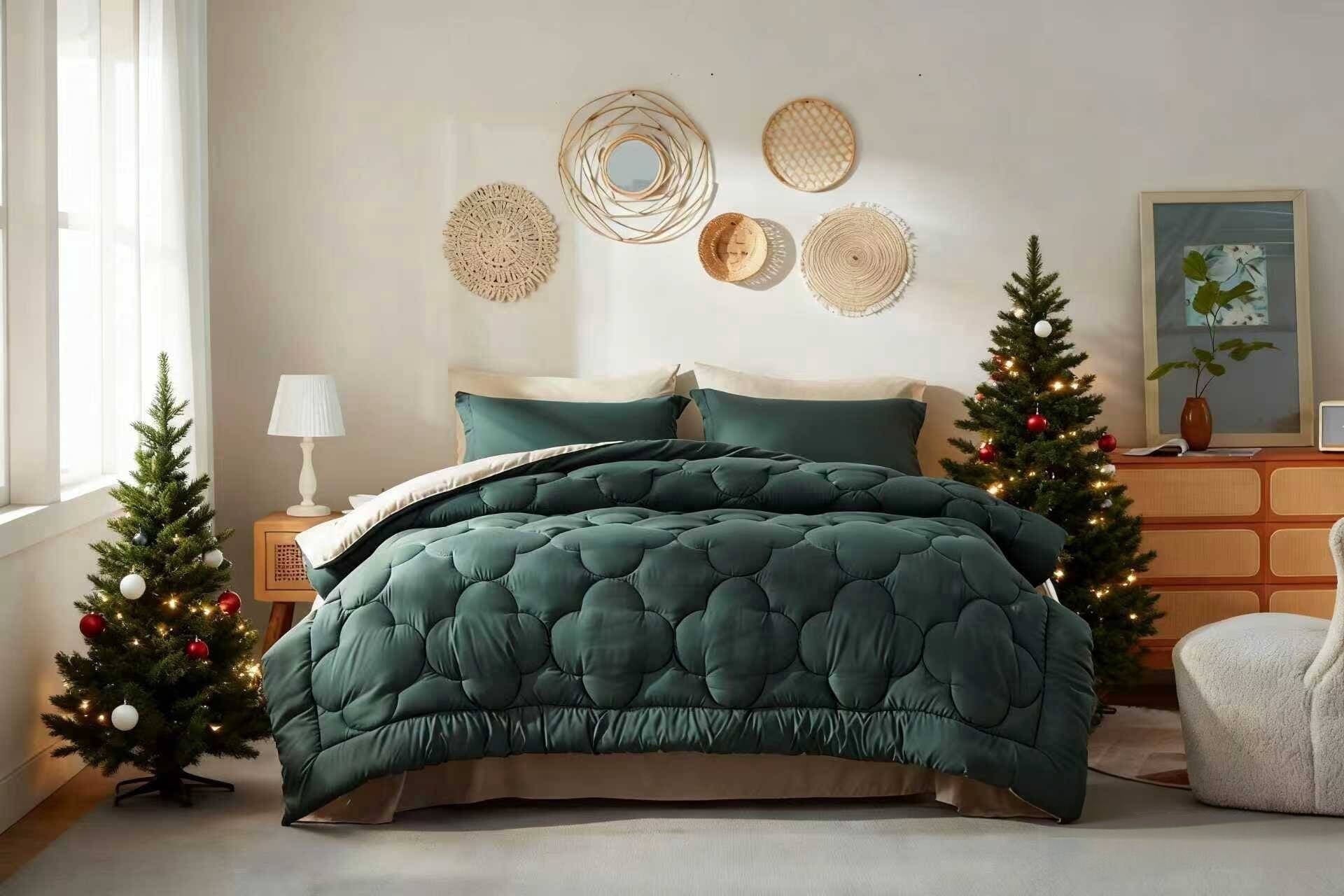 Bedtreat Queen Comforter Sets，7-Pieces Reversible Bedding Sets，Bed in a Bag with Comforter, Flat Sheet and Fitted Sheet without Pocket, Pillowcases & Shams，White/Light Gray