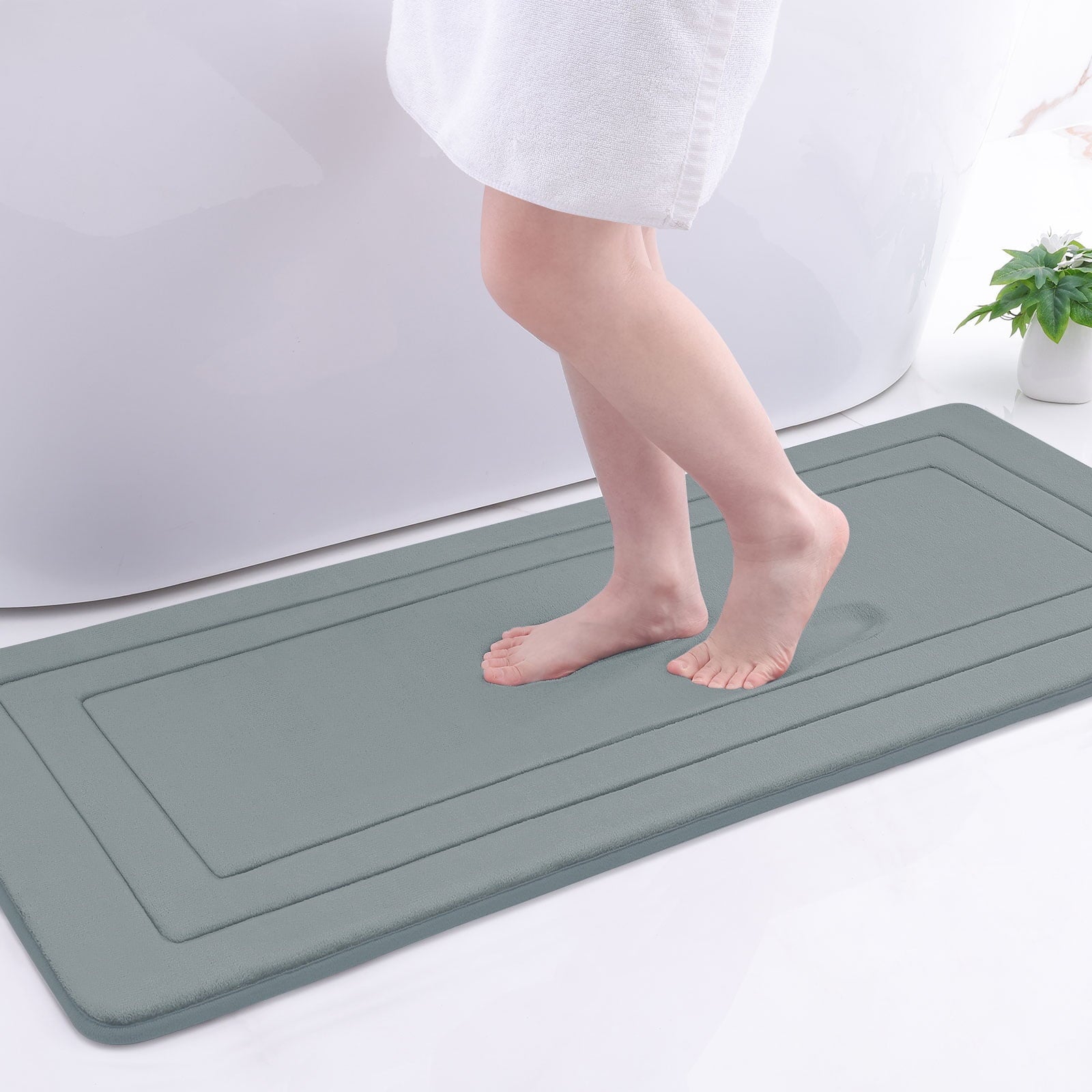 Buganda Memory Foam Bathroom Rug, Soft and Absorbent Bath Mat, Comfortable Bath Rug Carpet for Bathroom Floor Dark Grey 30x20