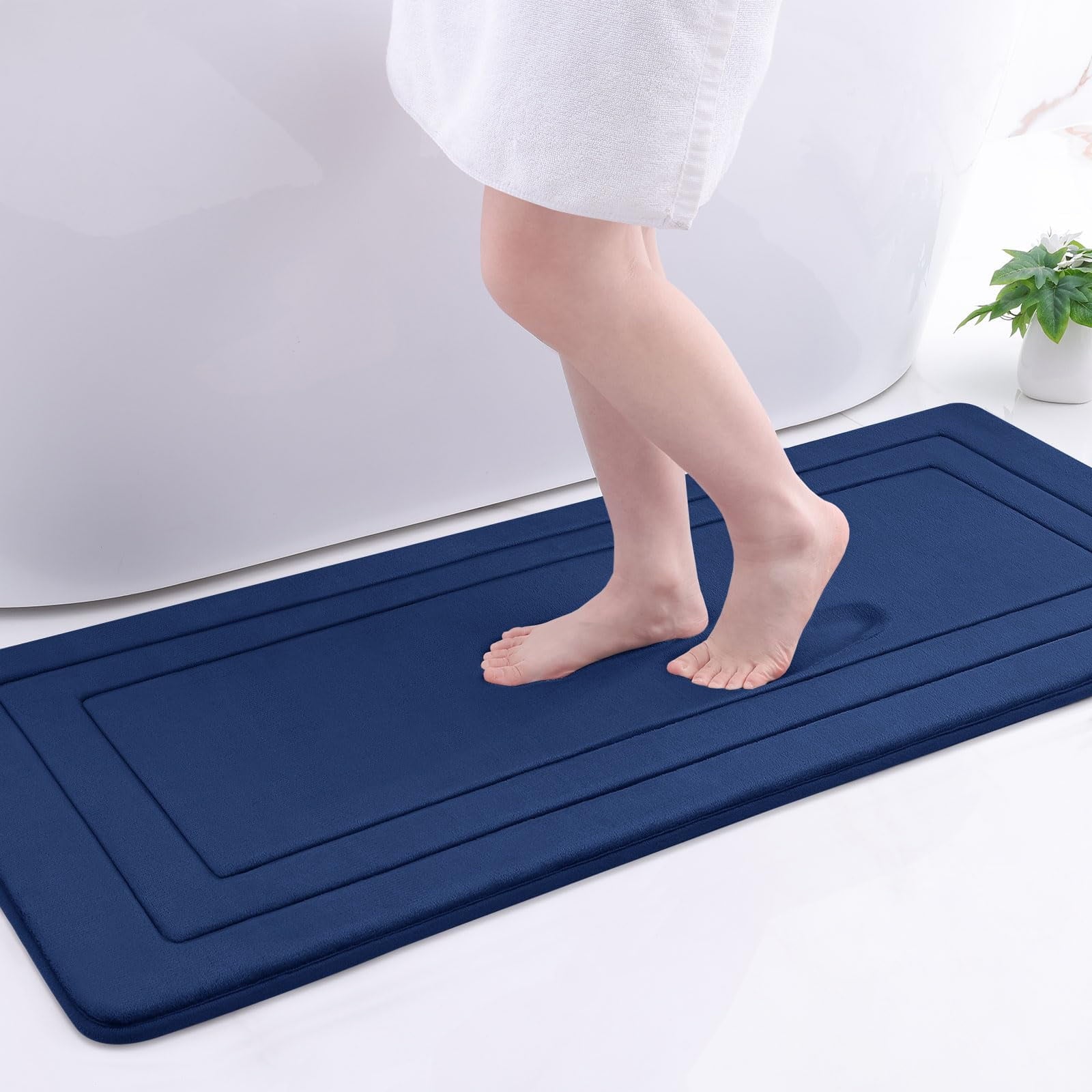 Buganda Memory Foam Bathroom Rug, Soft and Absorbent Bath Mat, Comfortable Bath Rug Carpet for Bathroom Floor Dark Grey 30x20