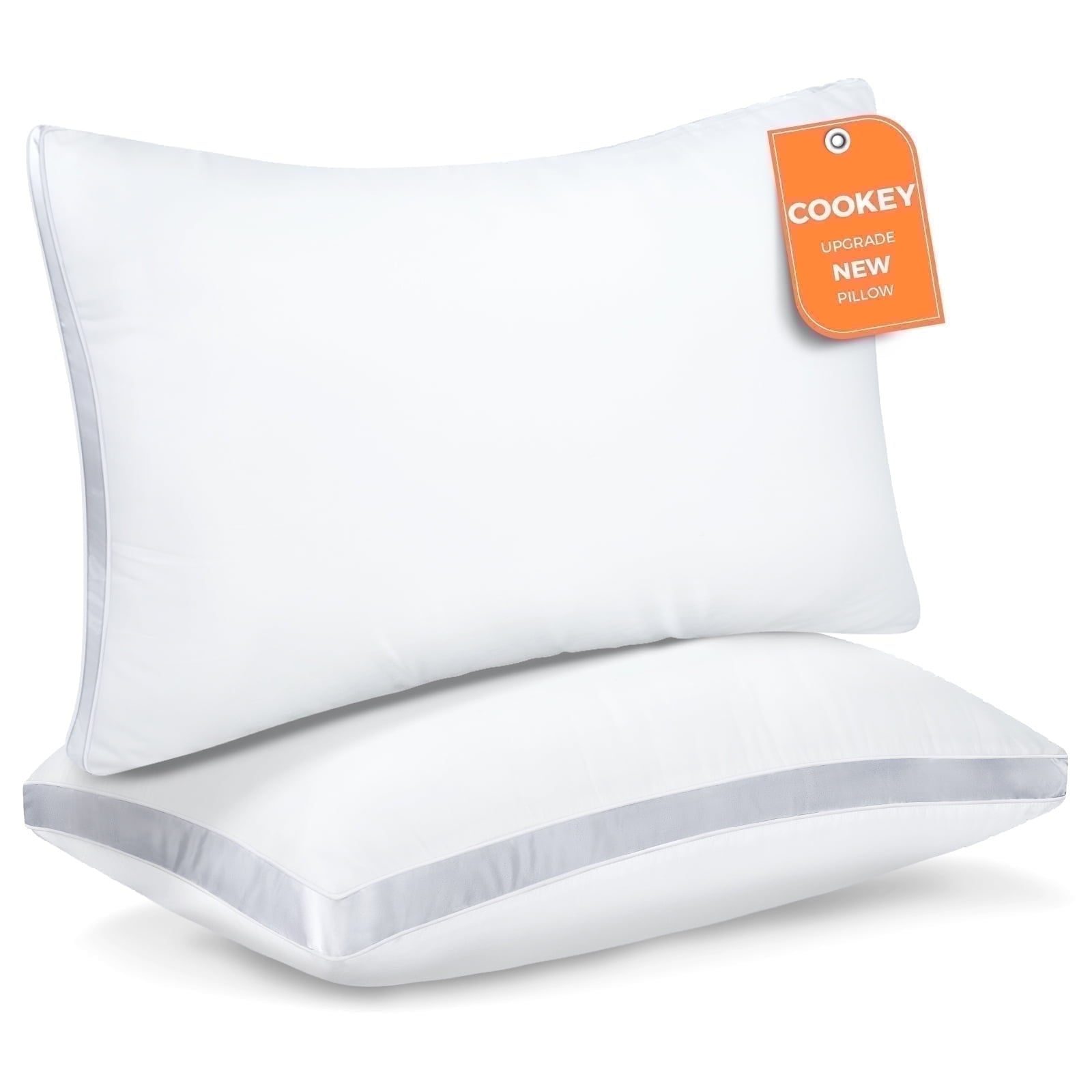 COOKEY Bed Pillows Queen Size Set of 2, Luxury Hotel Quality,Fluffy and Supportive Gusseted Bed Pillows for Side, Back, or Stomach Sleepers,20''x 30''
