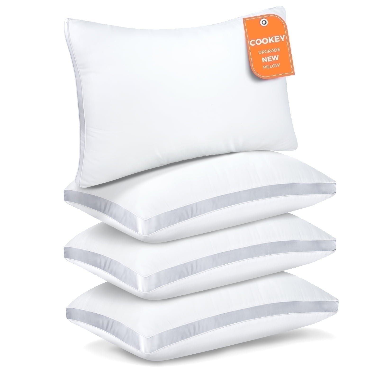 COOKEY Bed Pillows Queen Size Set of 2, Luxury Hotel Quality,Fluffy and Supportive Gusseted Bed Pillows for Side, Back, or Stomach Sleepers,20''x 30''