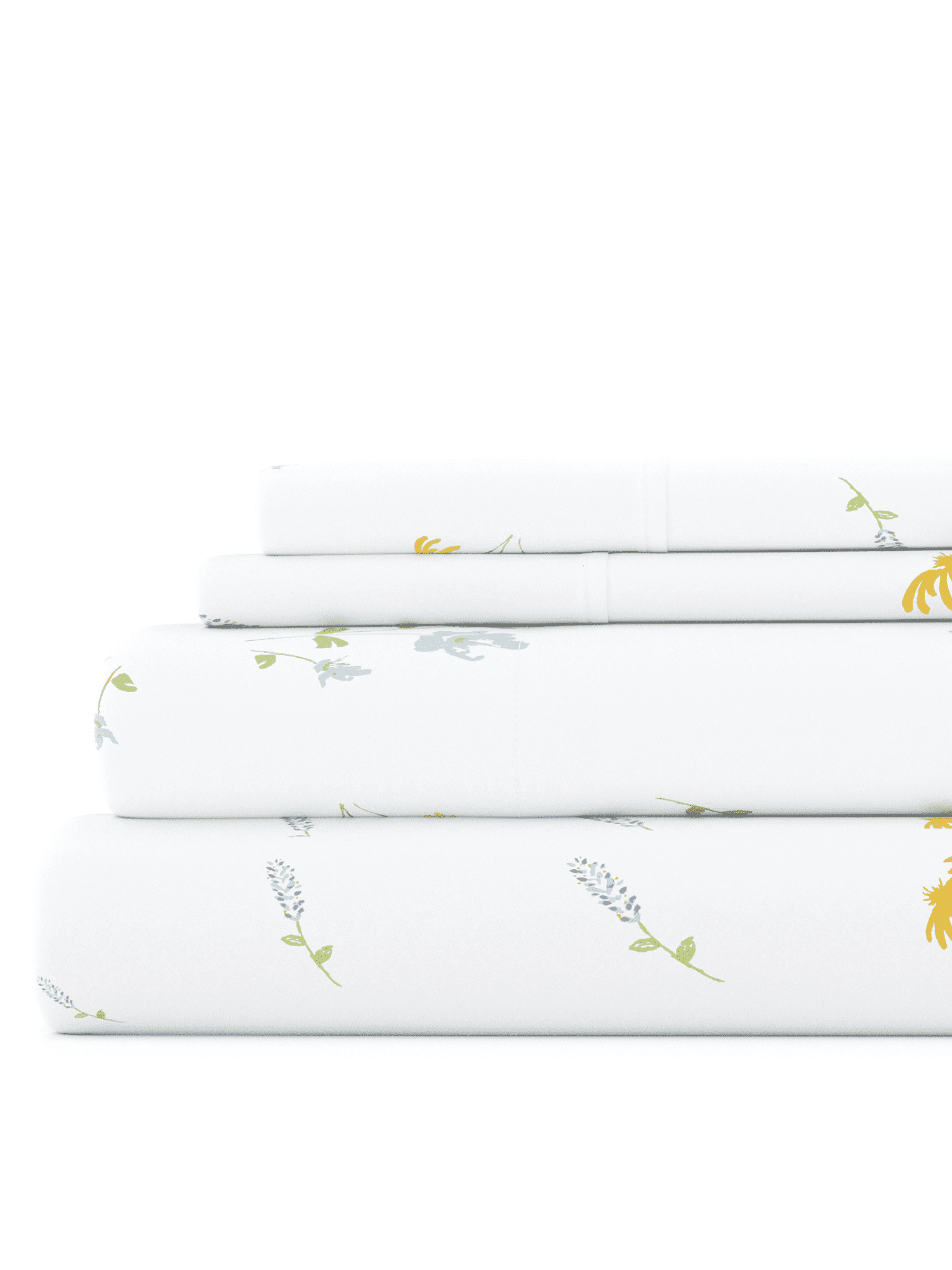 Ultra Soft & Breathable Wrinkle Free Bed Sheets Set - Floral Print Adult - Light Gray Floral Prints with Deep Pockets for King, Queen, Full, & Twins