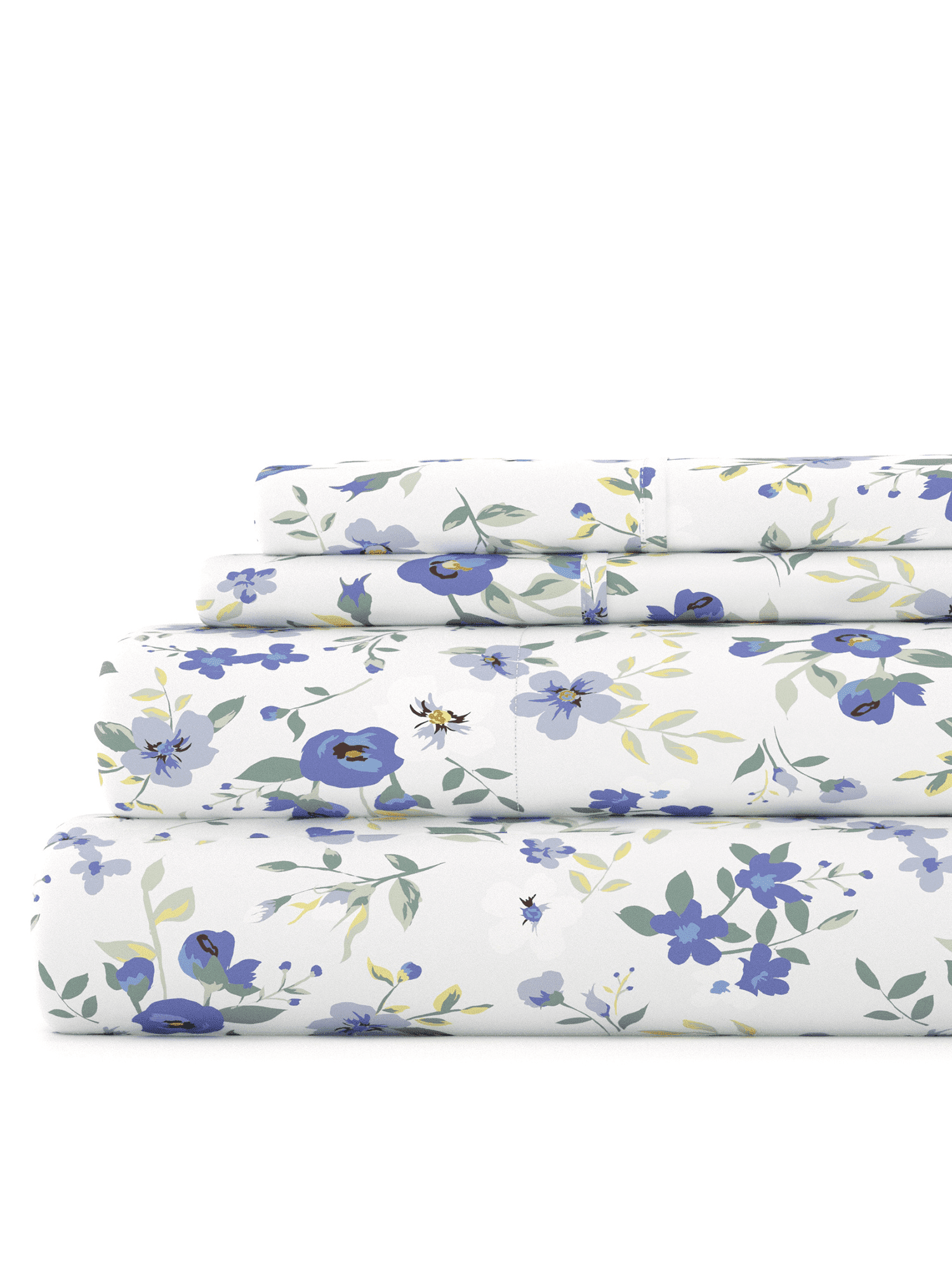 Ultra Soft & Breathable Wrinkle Free Bed Sheets Set - Floral Print Adult - Light Gray Floral Prints with Deep Pockets for King, Queen, Full, & Twins