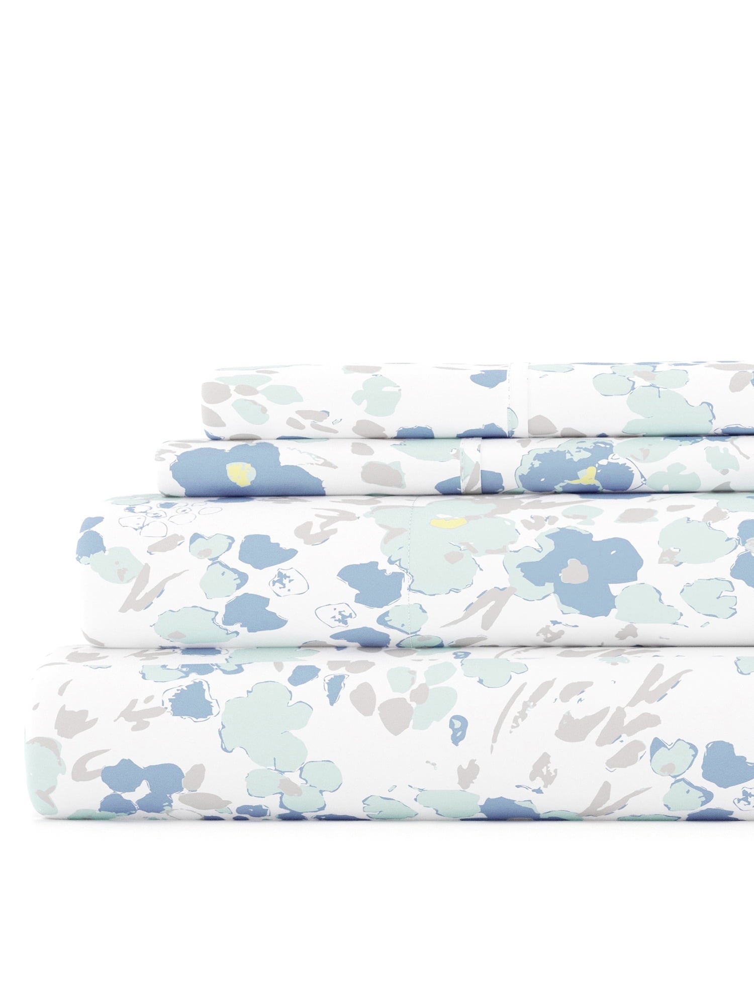 Ultra Soft & Breathable Wrinkle Free Bed Sheets Set - Floral Print Adult - Light Gray Floral Prints with Deep Pockets for King, Queen, Full, & Twins