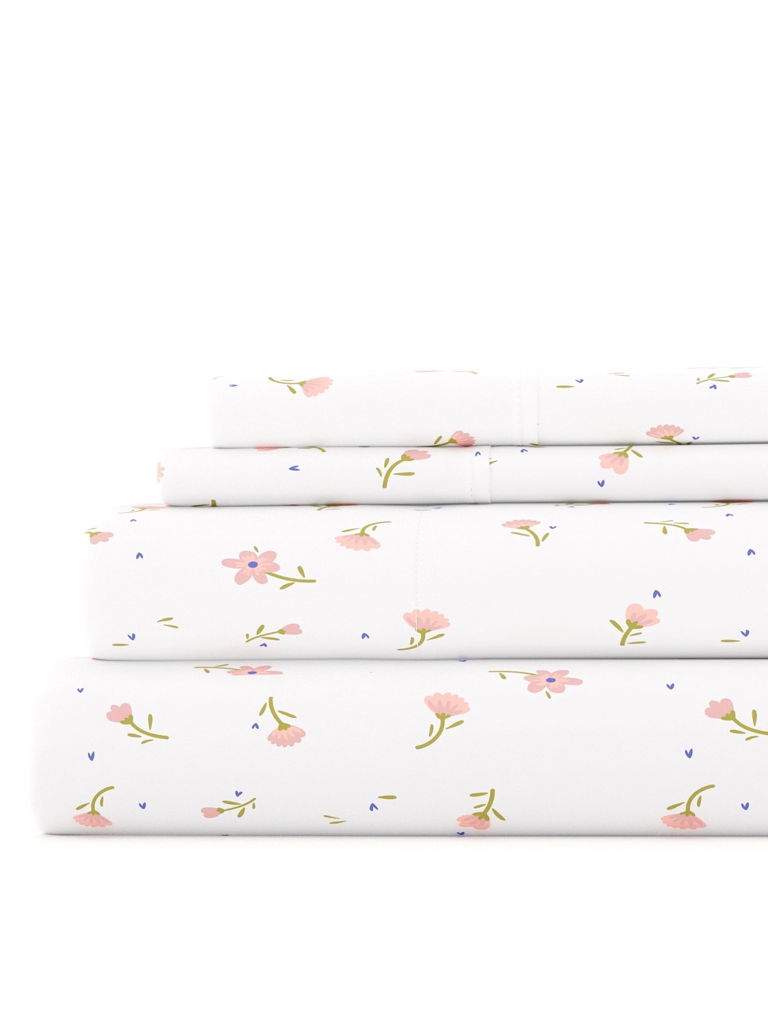 Ultra Soft & Breathable Wrinkle Free Bed Sheets Set - Floral Print Adult - Light Gray Floral Prints with Deep Pockets for King, Queen, Full, & Twins