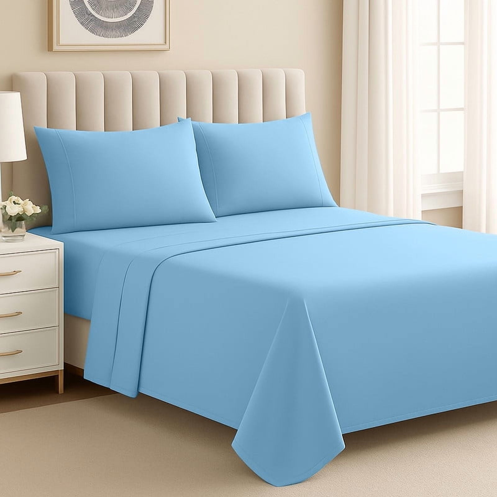 Luxurious Collection 1000 Thread Count 100% Cotton Bed Sheet Set (Twin, Aqua)