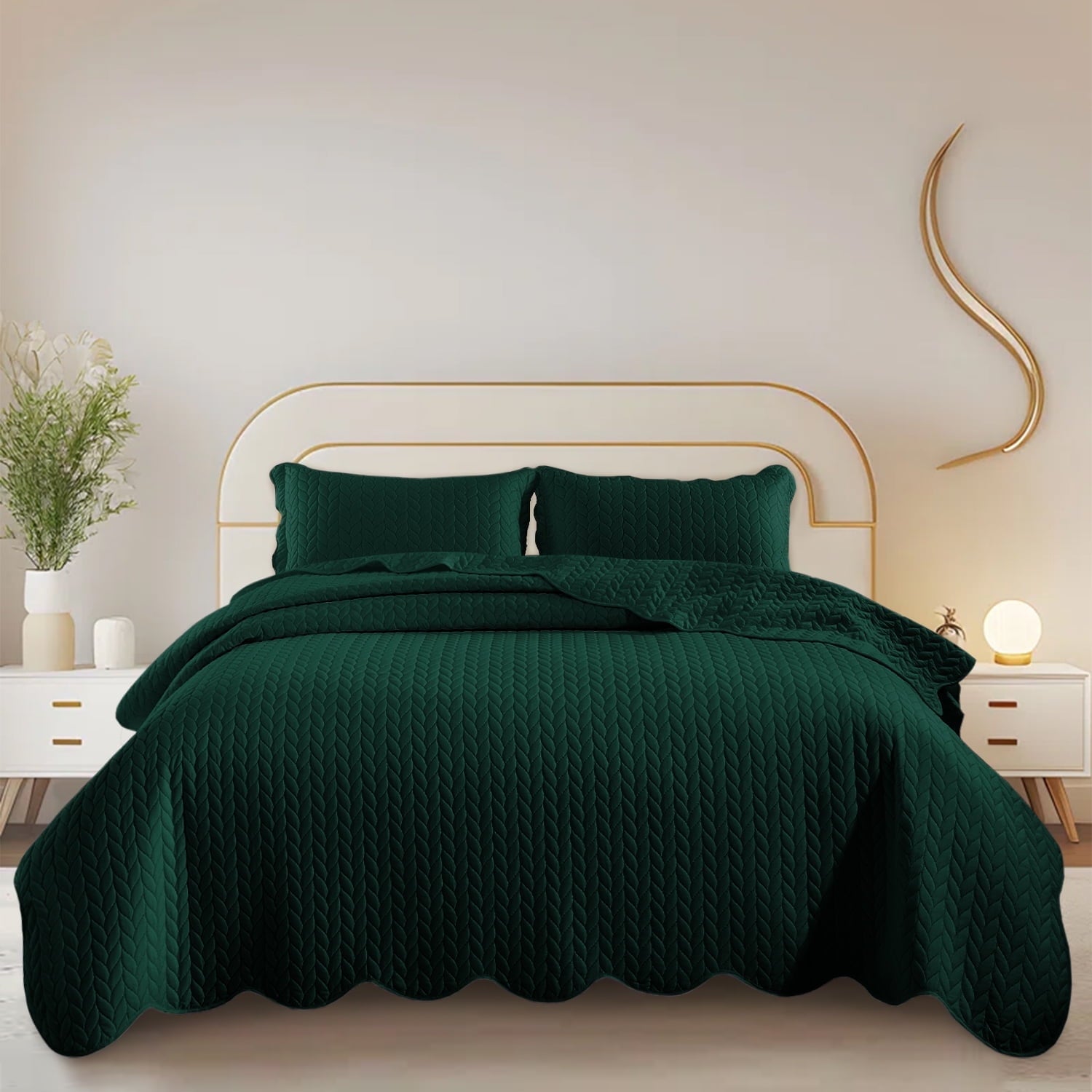 IR Imperial Rooms 2 Piece Microfiber Quilt Reversible Kids Bedding Soft 1 Bedspread & 1 Pillow Shams Emerald Green Twin
