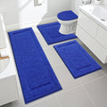 Ileading Bathroom Rugs Sets 4 Piece Plush Shaggy Microfiber Bath Rug with U-Shaped Contour Toilet Mat