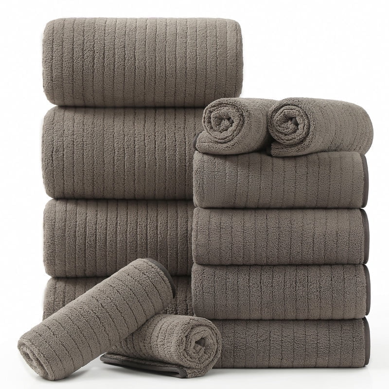 Jessy Home 12 Piece Dark Gray Bath Towel Set for Bathroom-4 Bath Towels,4 Hand Towels,4 Washcloths Soft and Plush Highly Absorbent Towel for Hotel & Spa