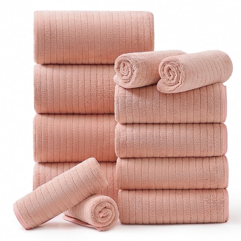 Jessy Home 12 Piece Dark Gray Bath Towel Set for Bathroom-4 Bath Towels,4 Hand Towels,4 Washcloths Soft and Plush Highly Absorbent Towel for Hotel & Spa