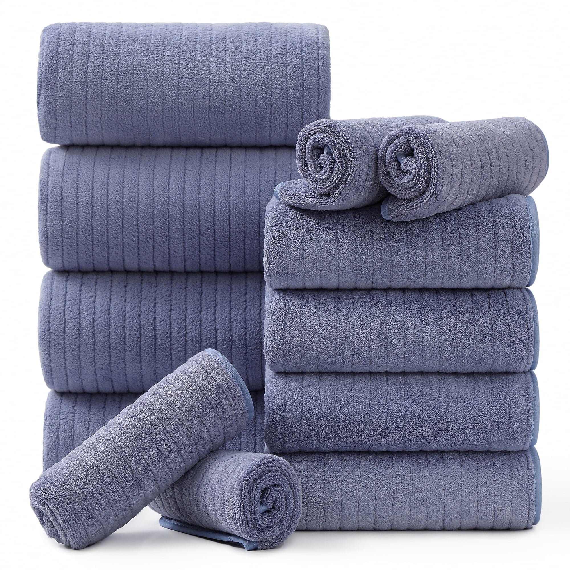 Jessy Home 12 Piece Dark Gray Bath Towel Set for Bathroom-4 Bath Towels,4 Hand Towels,4 Washcloths Soft and Plush Highly Absorbent Towel for Hotel & Spa