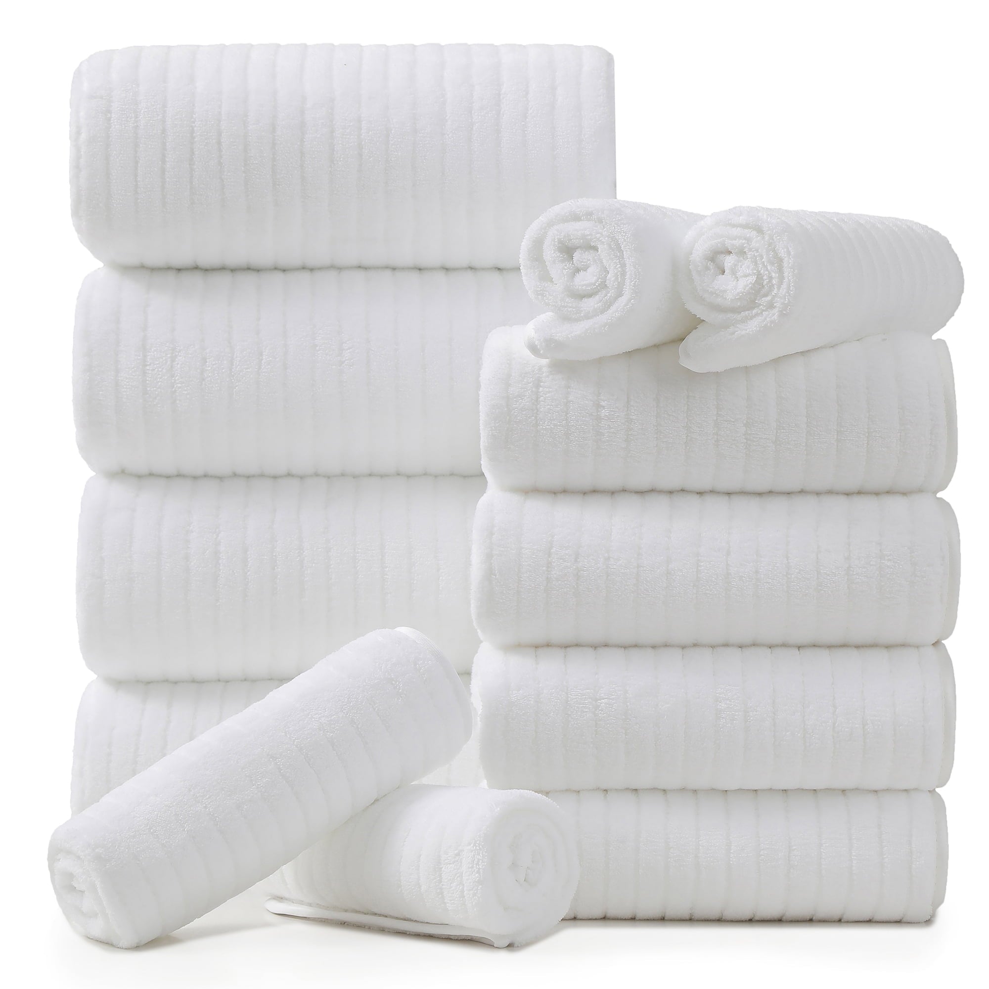 Jessy Home 12 Piece Dark Gray Bath Towel Set for Bathroom-4 Bath Towels,4 Hand Towels,4 Washcloths Soft and Plush Highly Absorbent Towel for Hotel & Spa