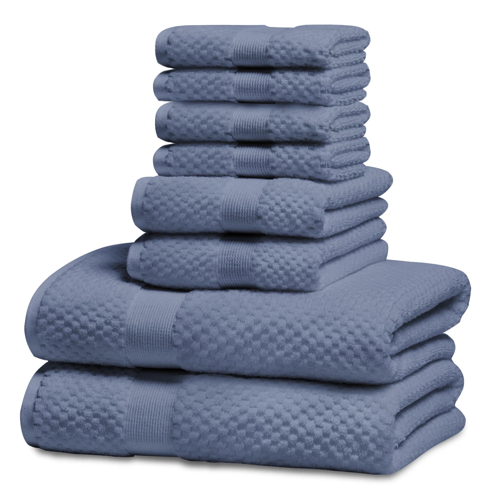 Kingrest 100% Cotton Bath Towel Sets of 6 Pieces, 2 Bath Towels 2 Hand Towels 2 Washcloths, Highly Absorbent Towels for Bathroom, Gym, Hotel