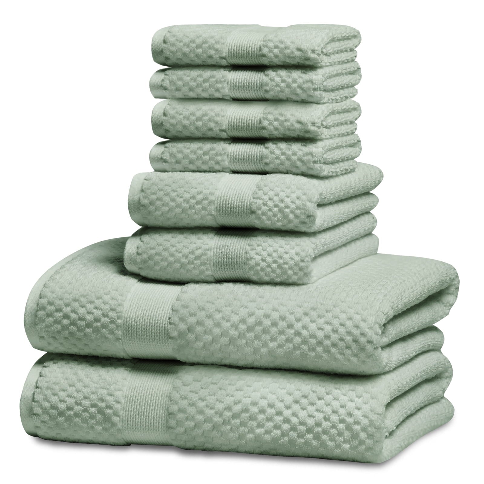 Kingrest 100% Cotton Bath Towel Sets of 6 Pieces, 2 Bath Towels 2 Hand Towels 2 Washcloths, Highly Absorbent Towels for Bathroom, Gym, Hotel