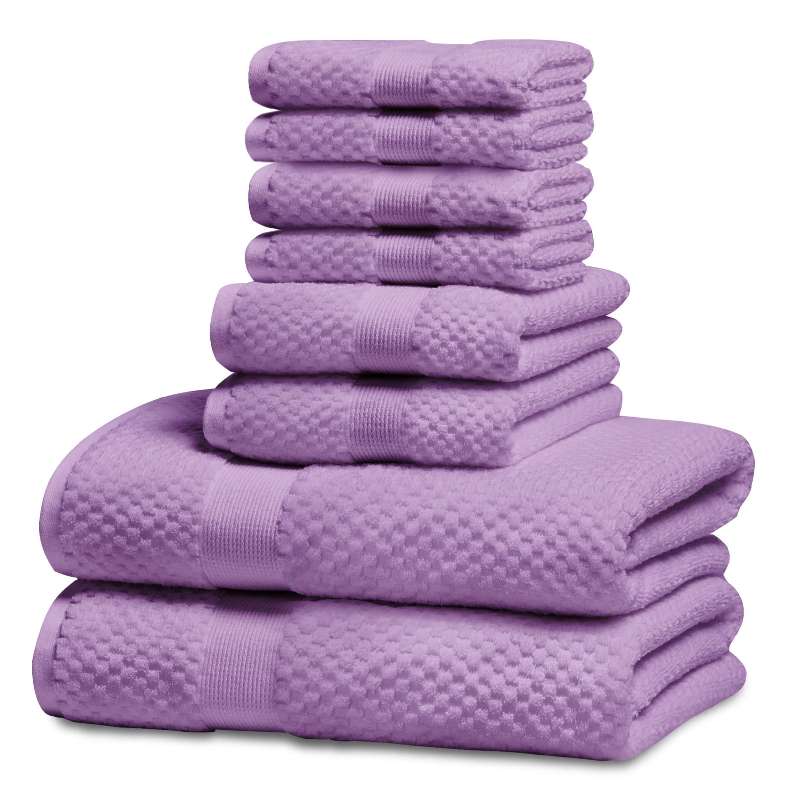 Kingrest 100% Cotton Bath Towel Sets of 6 Pieces, 2 Bath Towels 2 Hand Towels 2 Washcloths, Highly Absorbent Towels for Bathroom, Gym, Hotel