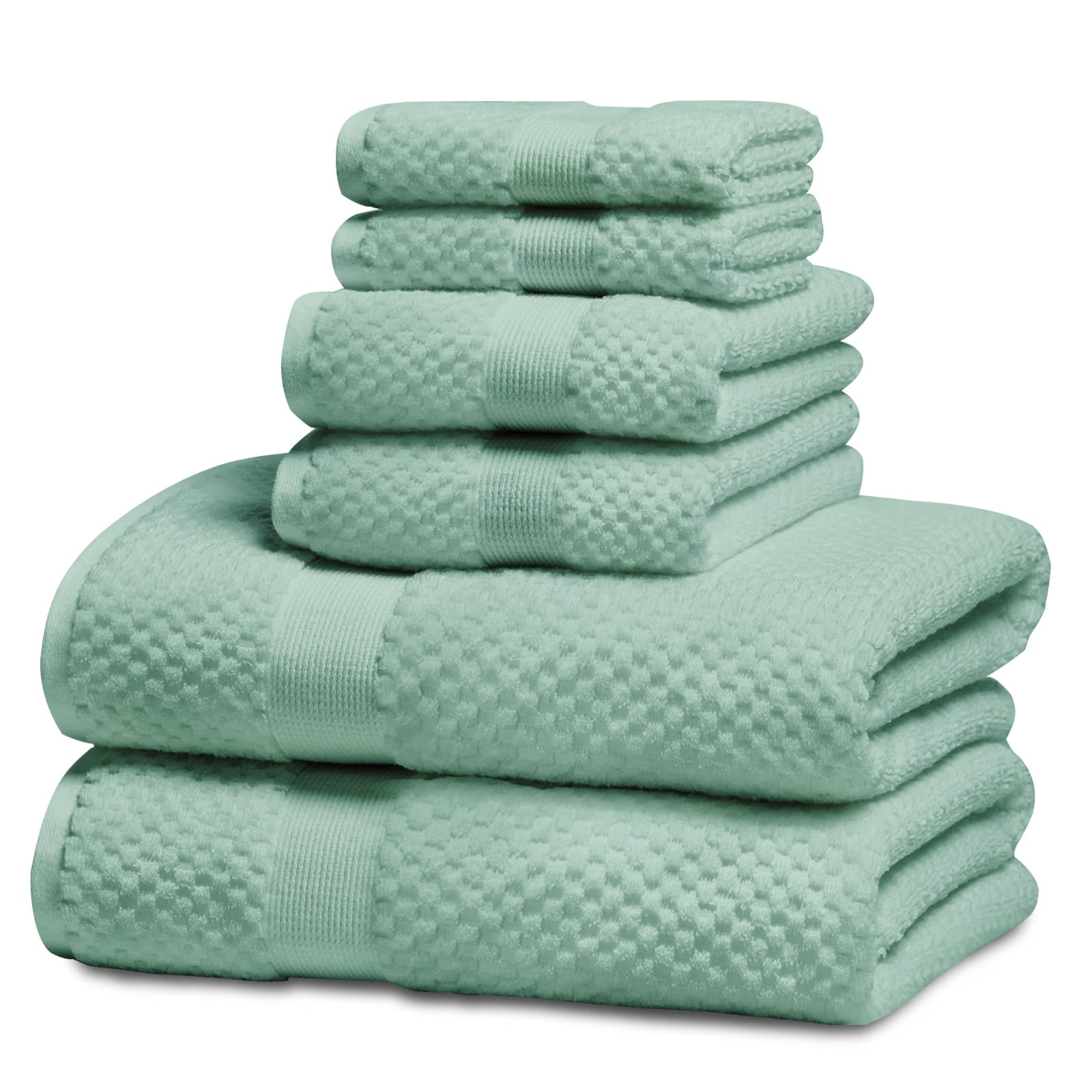 Kingrest 100% Cotton Bath Towel Sets of 6 Pieces, 2 Bath Towels 2 Hand Towels 2 Washcloths, Highly Absorbent Towels for Bathroom, Gym, Hotel