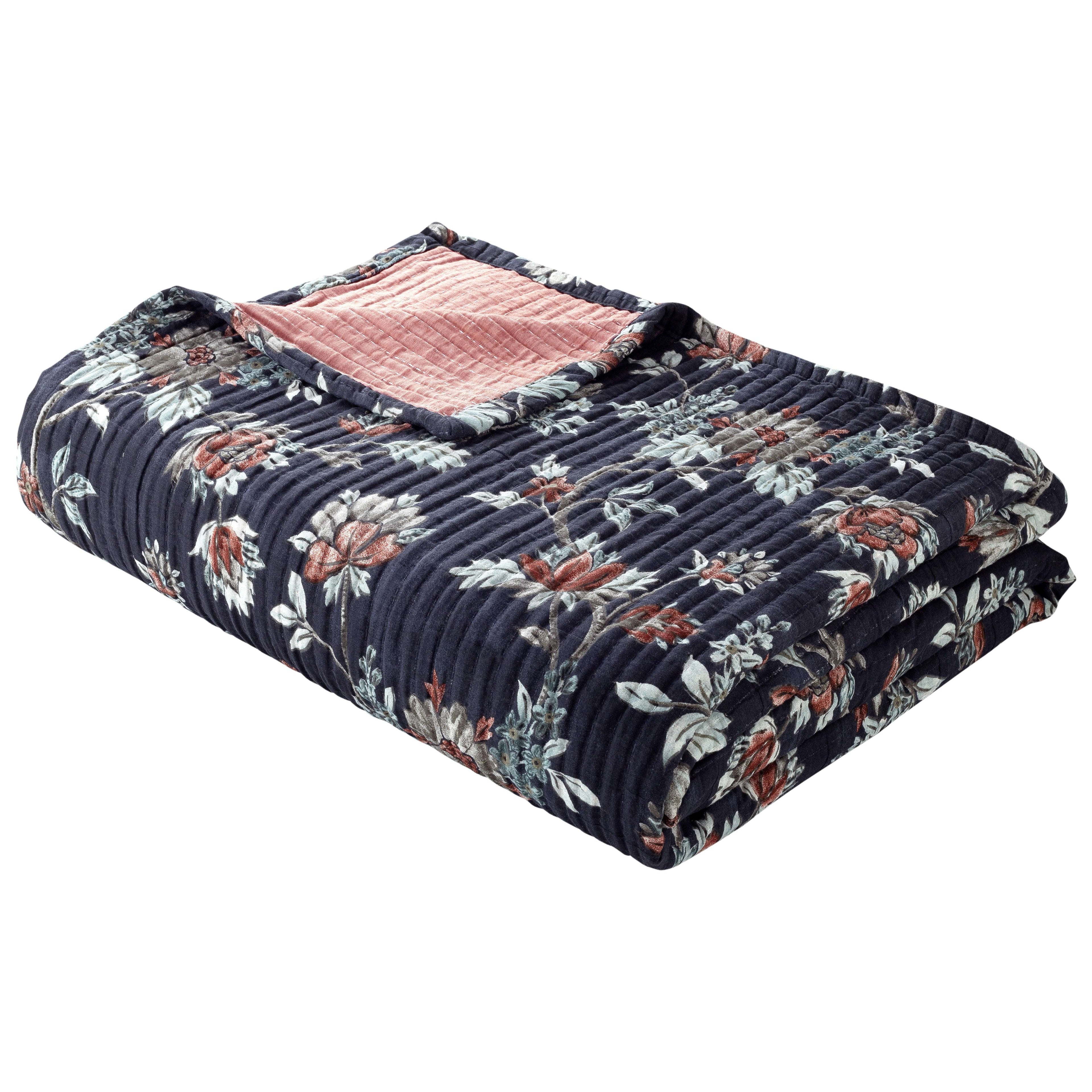 Mainstays 100% Cotton Matelassé Quilt, Full/Queen, Reversible, Terracotta Floral