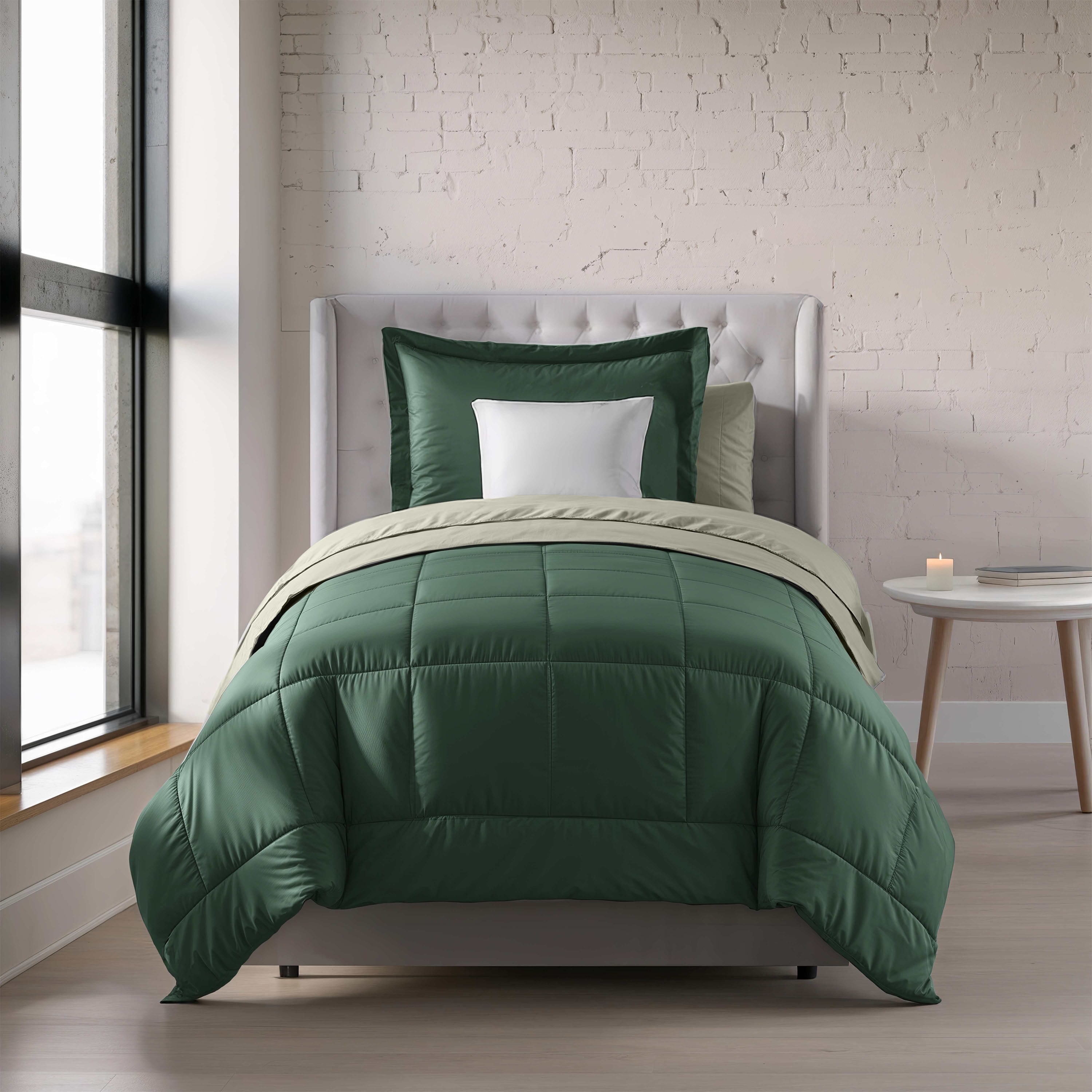 Nestl Gray Comforter, Quilted Down Alternative Bedding Duvet Insert, Queen