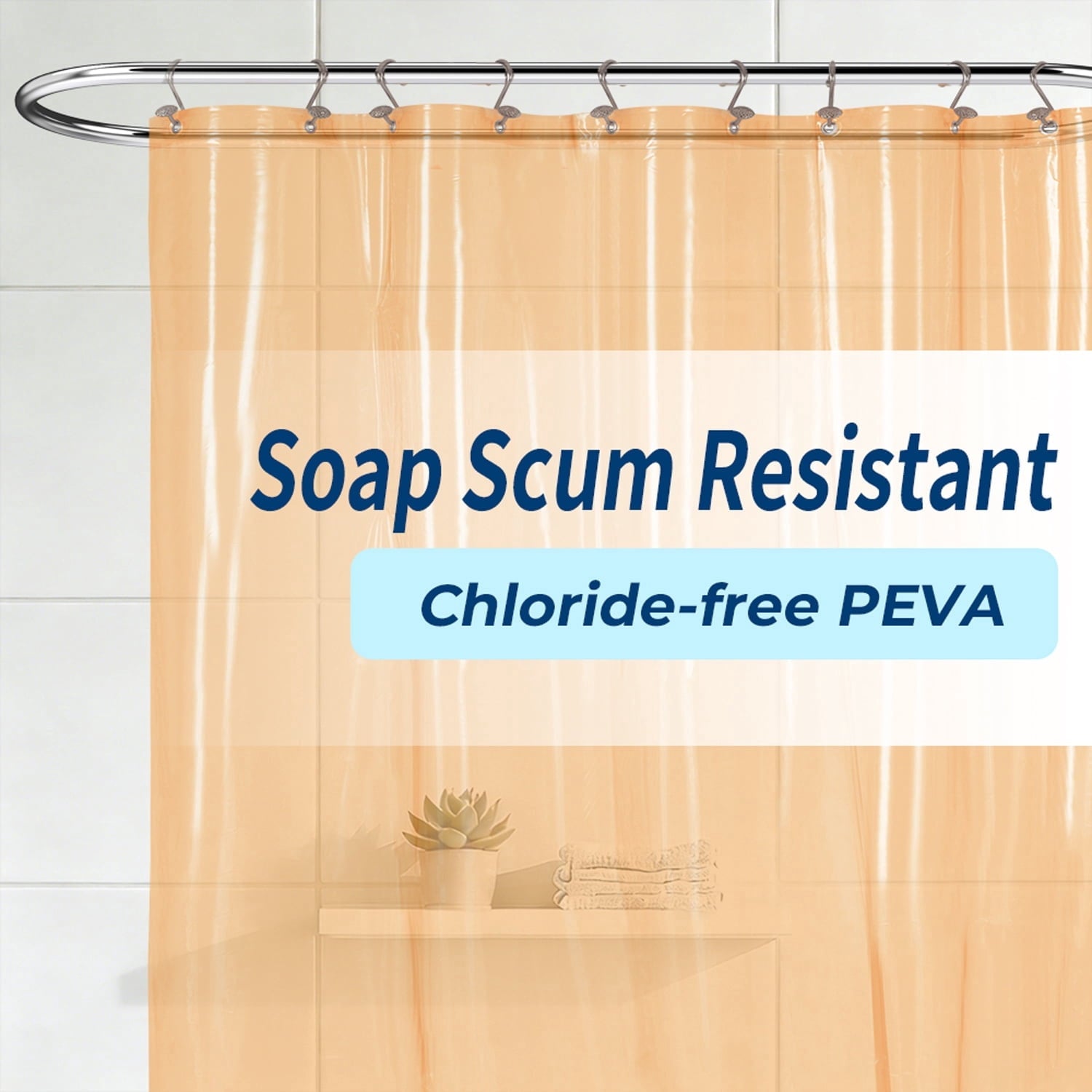 Yiannan Clear PEVA Shower Curtain Liner, Rustproof Grommets, Waterproof, 3 Magnets，71x72