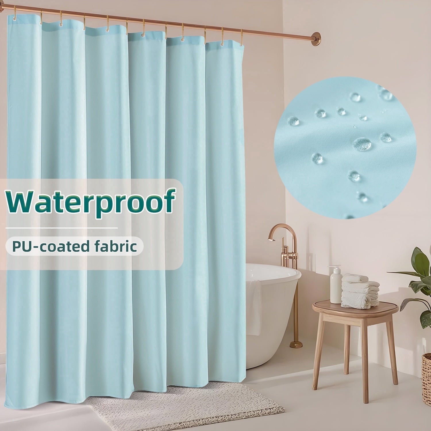 Yiannan Waterproof Fabric Shower Curtain Liner with 3 Magnets,36x72inch