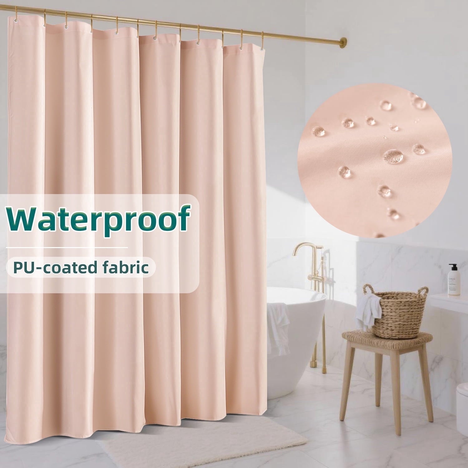 Yiannan Waterproof Fabric Shower Curtain Liner with 3 Magnets,36x72inch