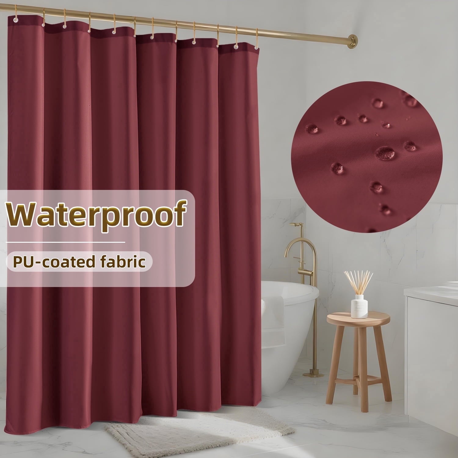 Yiannan Waterproof Fabric Shower Curtain Liner with 3 Magnets,36x72inch