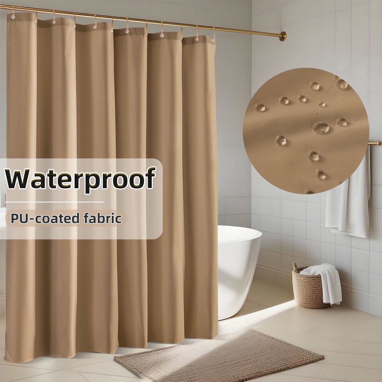 Yiannan Waterproof Fabric Shower Curtain Liner with 3 Magnets,36x72inch