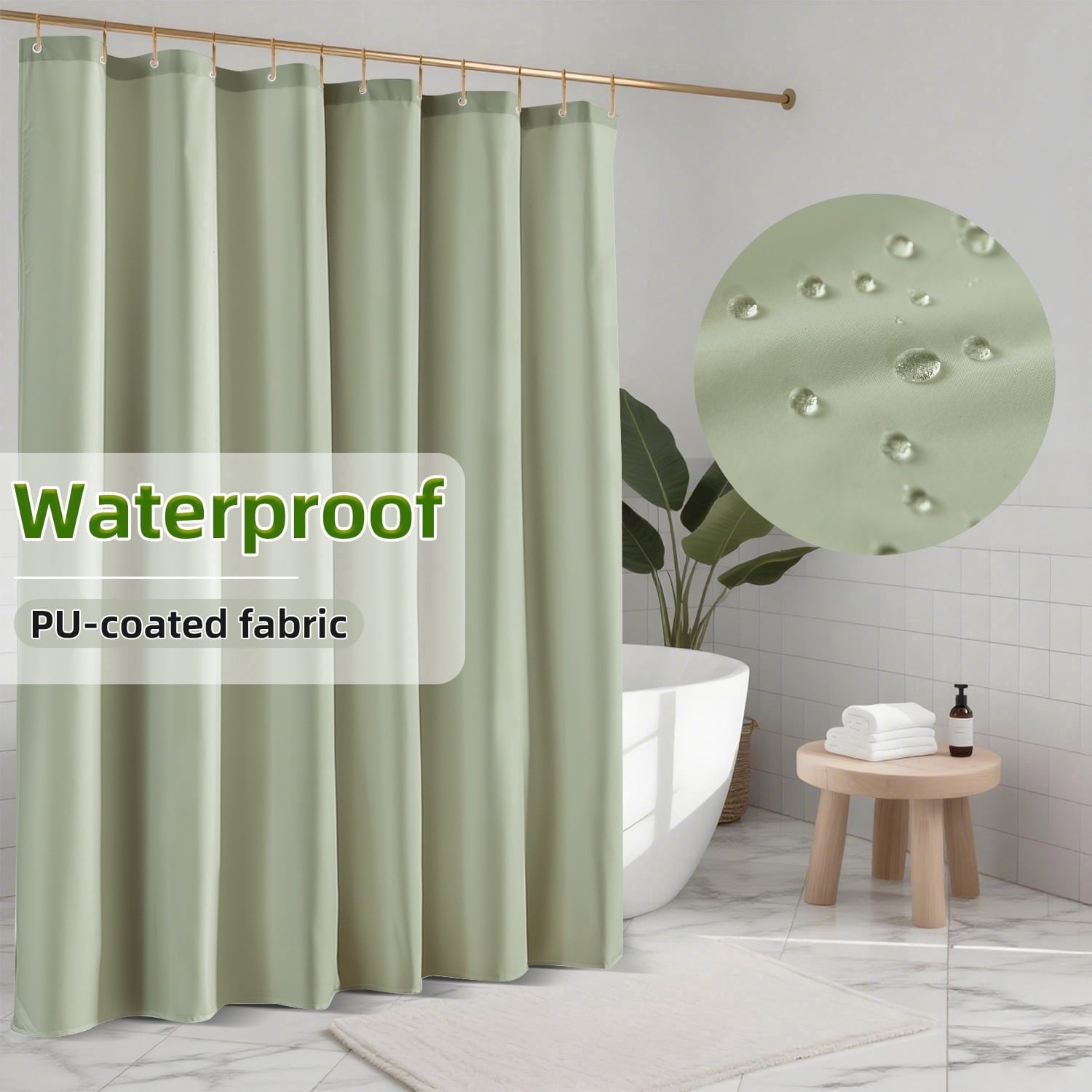 Yiannan Waterproof Fabric Shower Curtain Liner with 3 Magnets,36x72inch