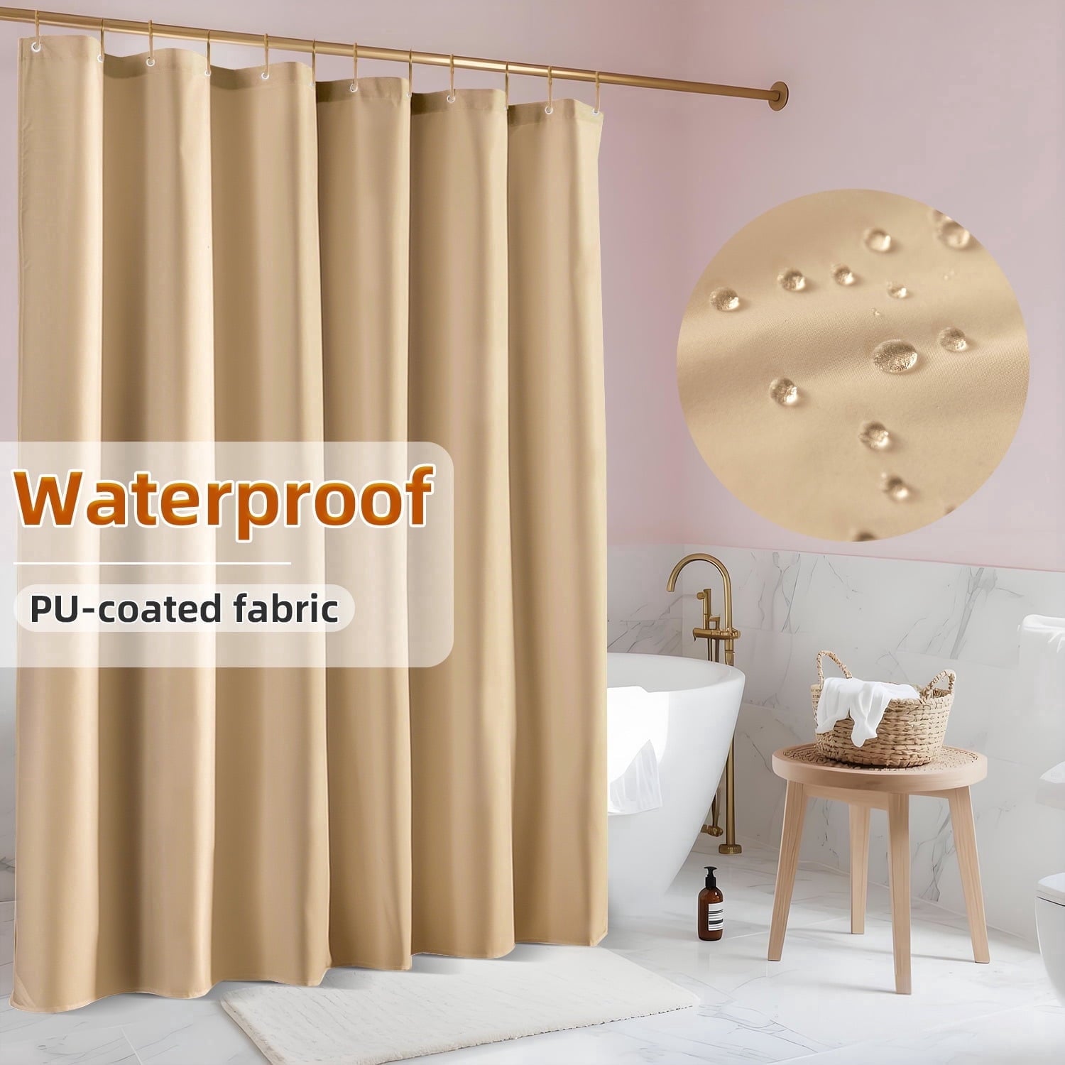 Yiannan Waterproof Fabric Shower Curtain Liner with 3 Magnets,36x72inch