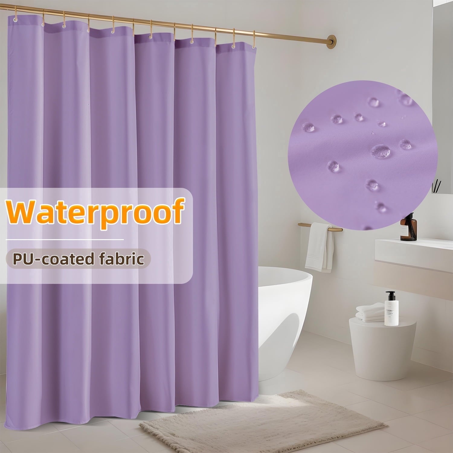 Yiannan Waterproof Fabric Shower Curtain Liner with 3 Magnets,36x72inch