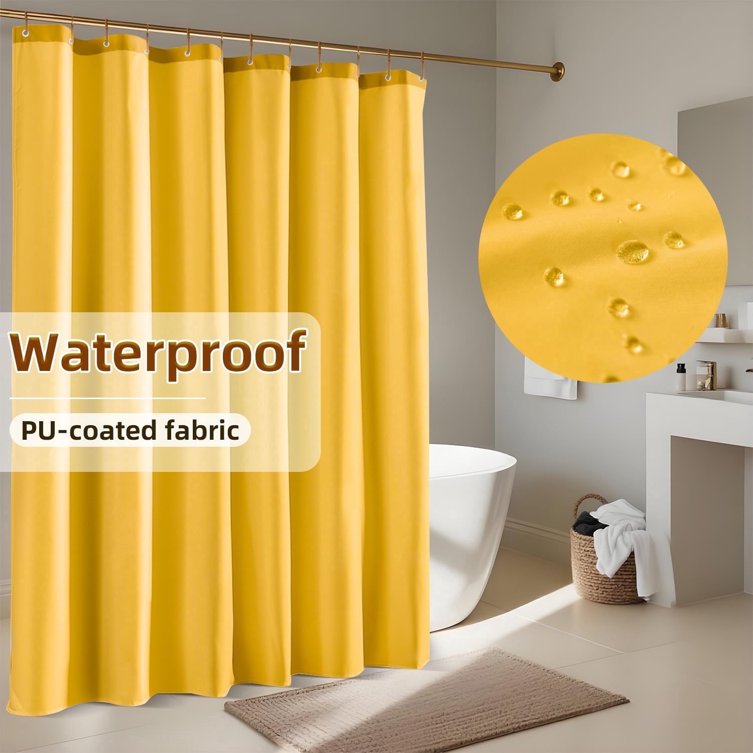 Yiannan Waterproof Fabric Shower Curtain Liner with 3 Magnets,36x72inch