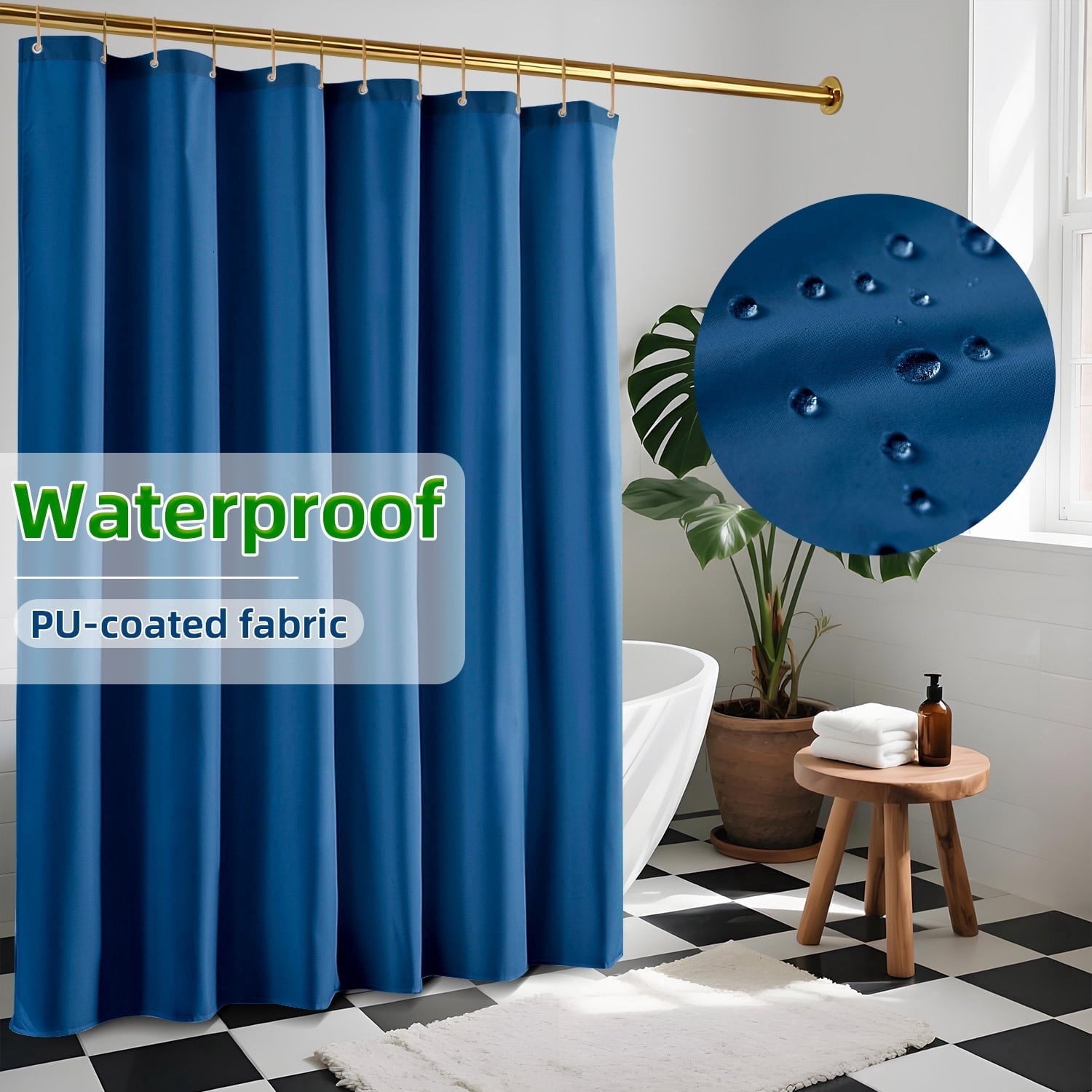 Yiannan Waterproof Fabric Shower Curtain Liner with 3 Magnets,36x72inch