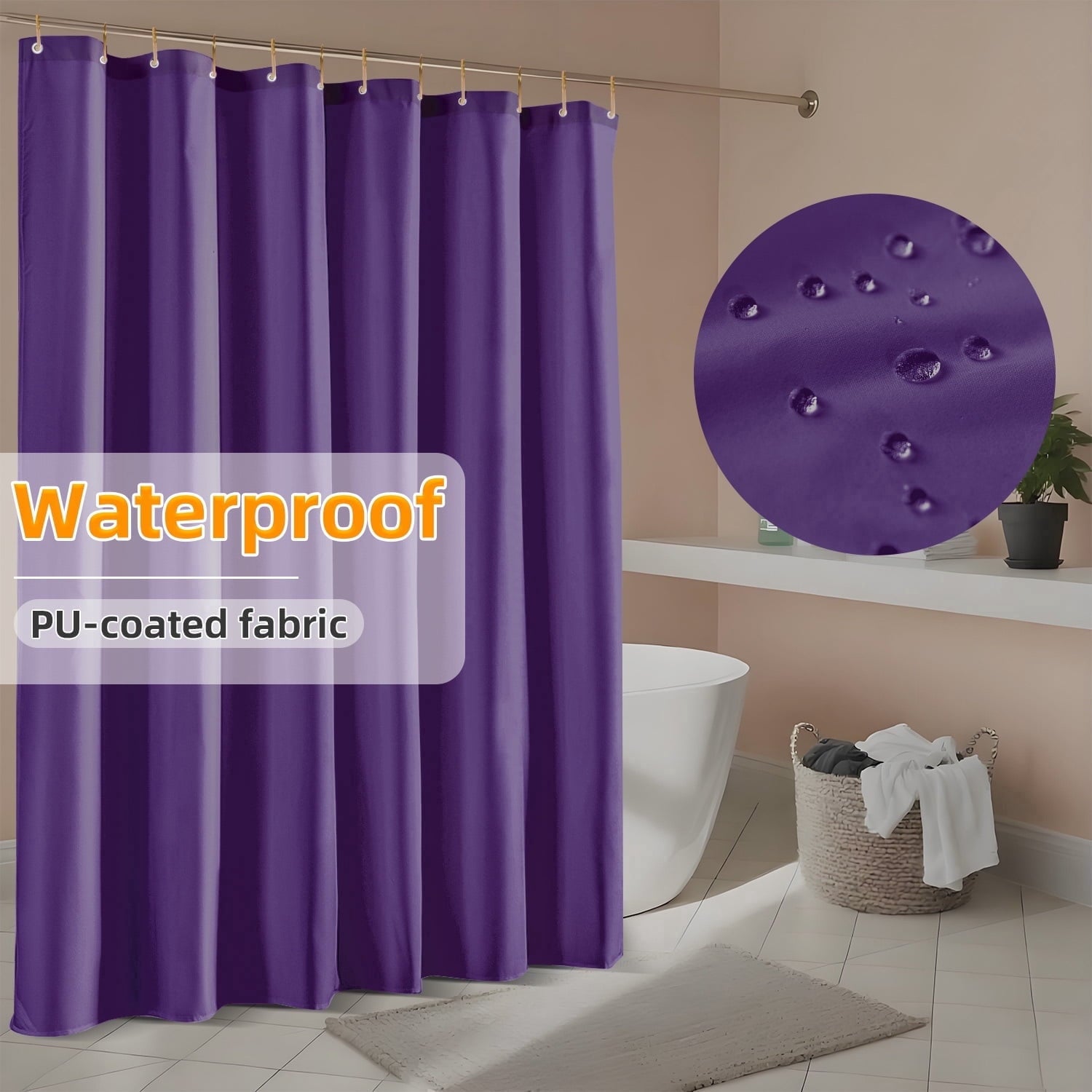 Yiannan Waterproof Fabric Shower Curtain Liner with 3 Magnets,36x72inch