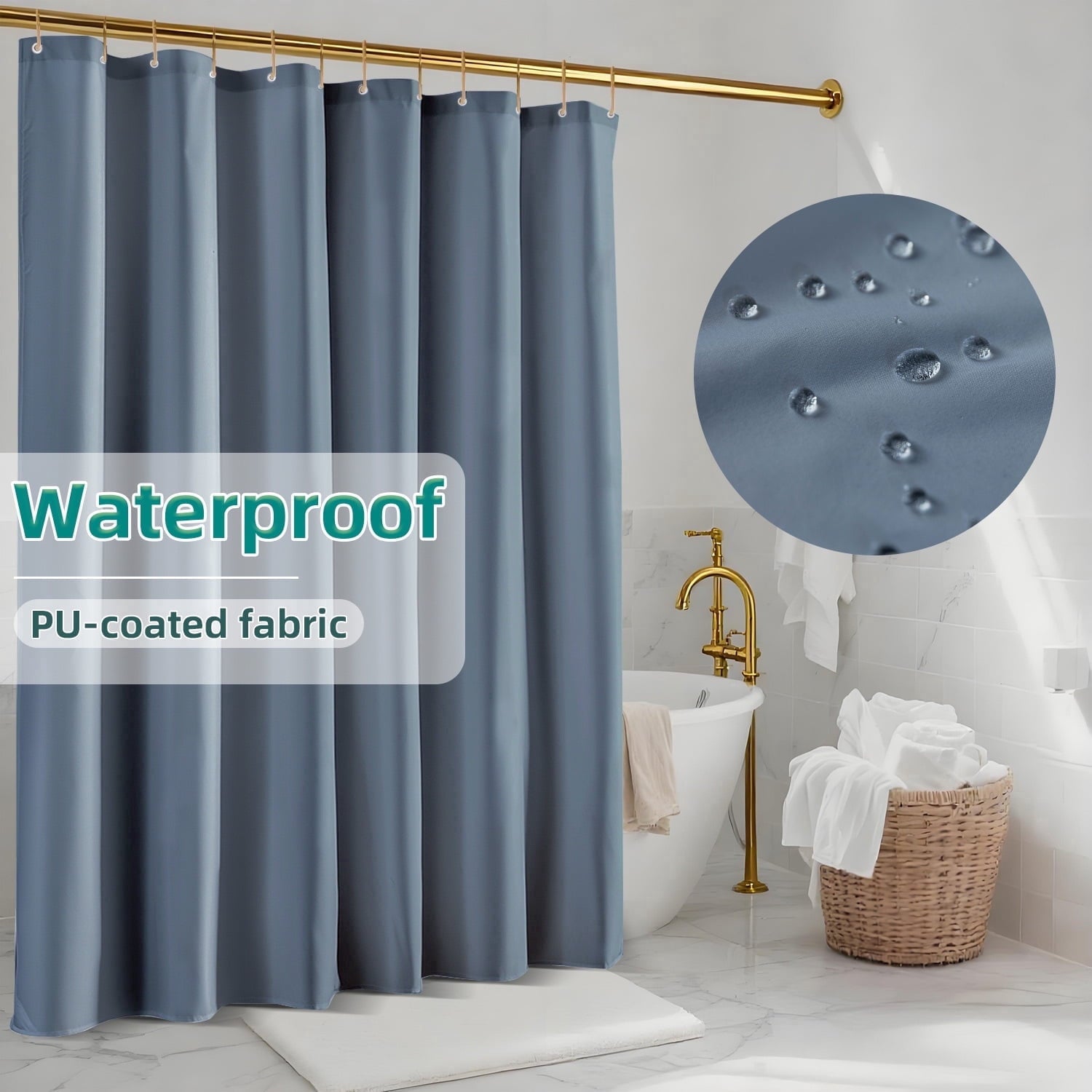 Yiannan Waterproof Fabric Shower Curtain Liner with 3 Magnets,36x72inch