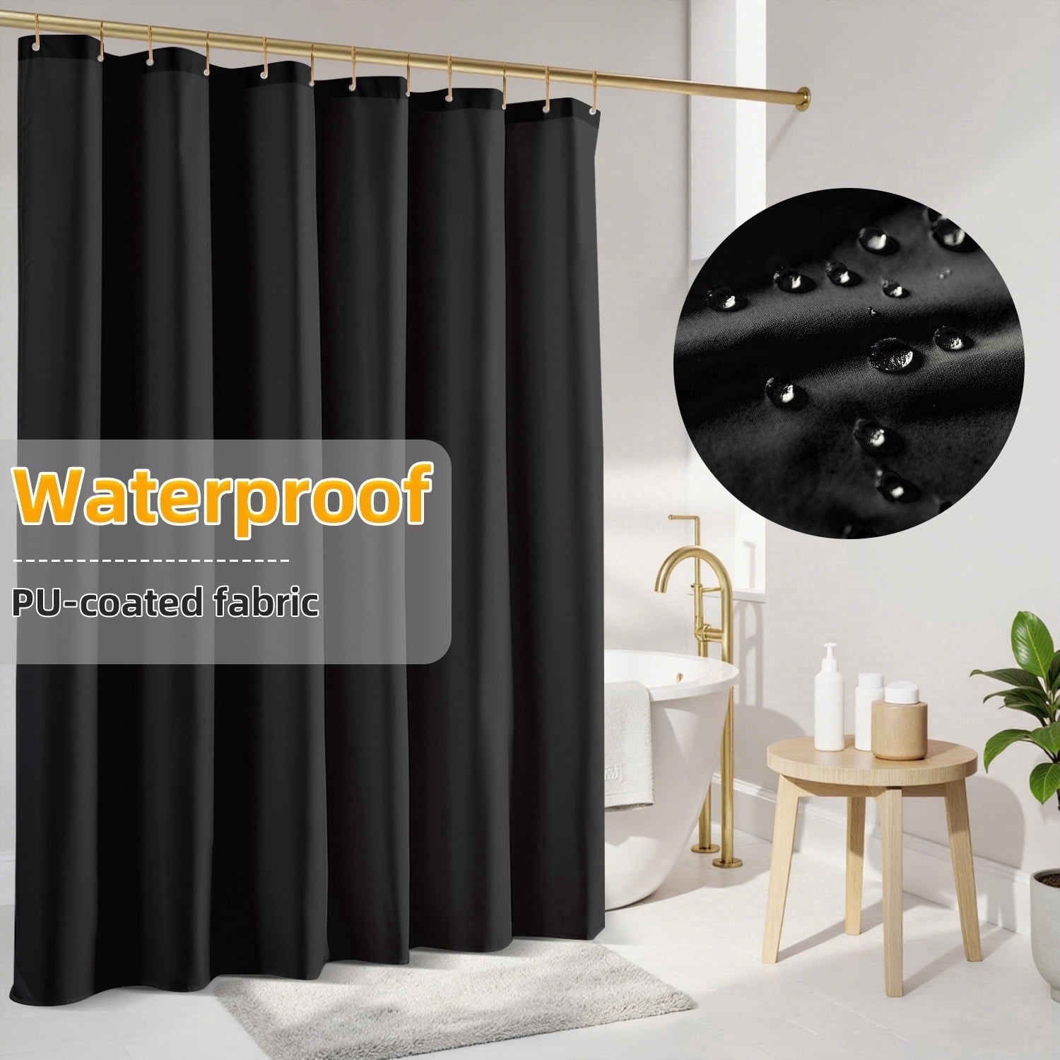 Yiannan Waterproof Fabric Shower Curtain Liner with 3 Magnets,36x72inch
