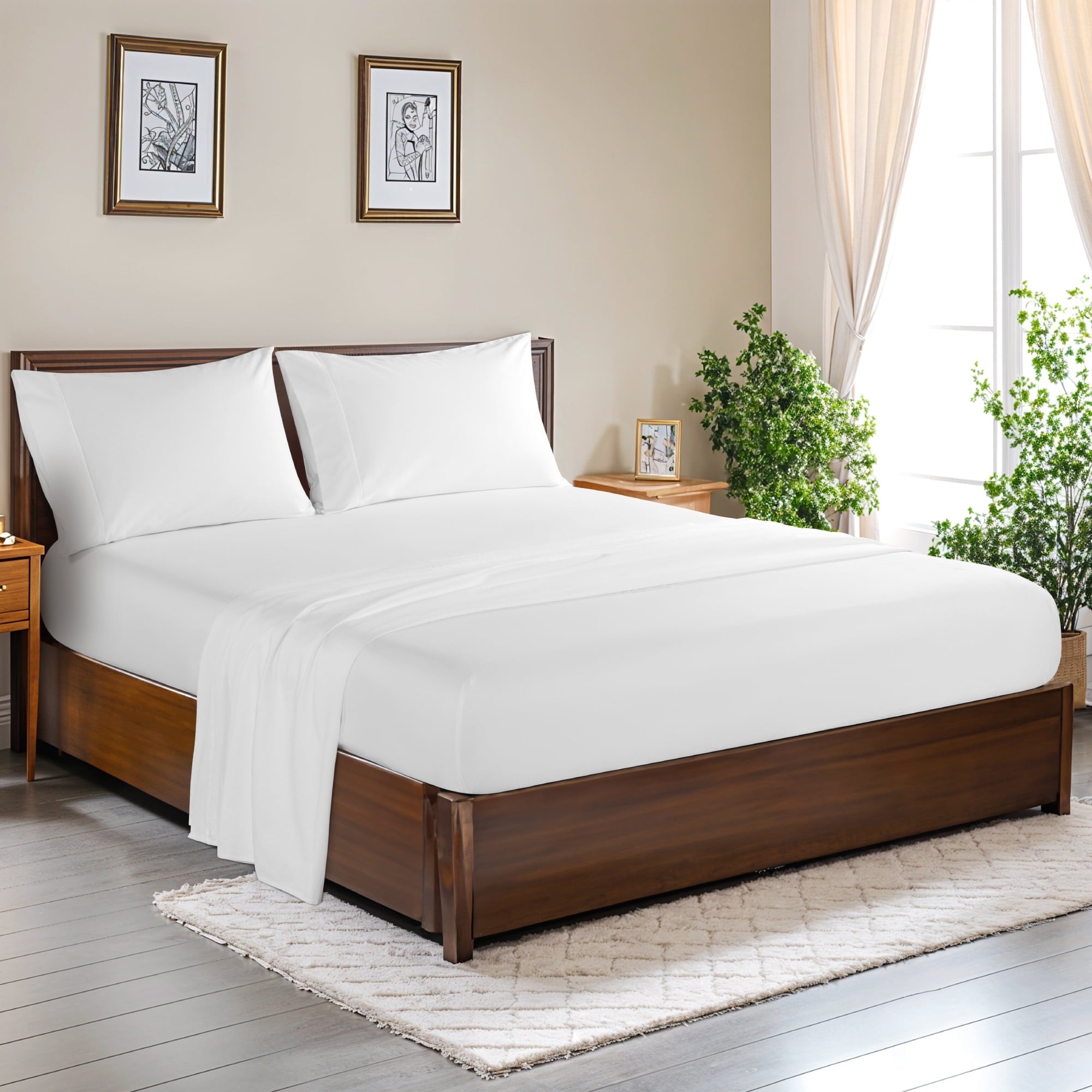 SONORO KATE 100% Cotton Bed Sheets Set, 1000 Thread Count 4 Piece Luxury Soft Sheets Set with 16" Deep Pocket, Queen, Dark Gray