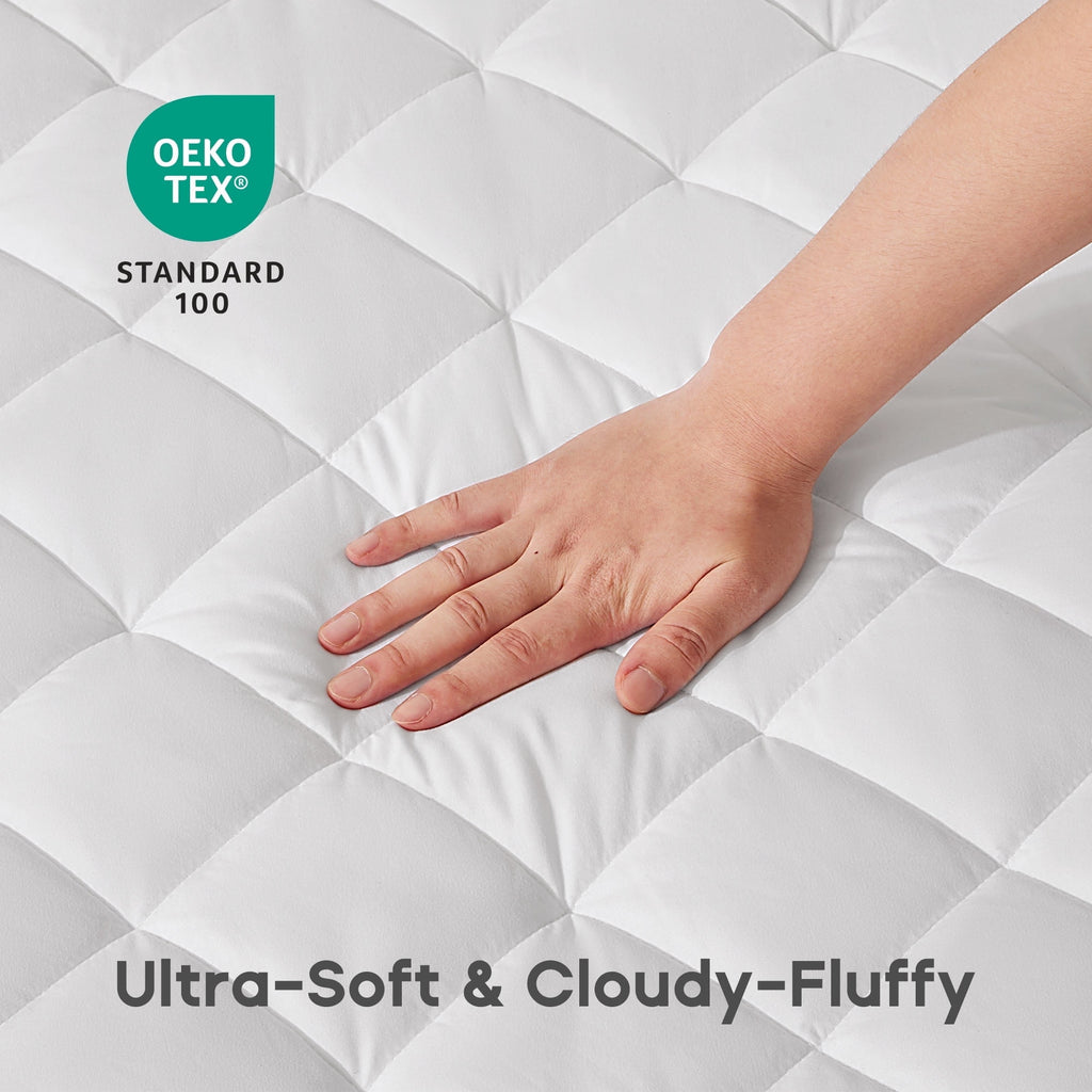 Sonive Mattress Pad Protector, Ultra-Soft, Deep Pocket, Breathable, Cozy&Fluffy (White, Queen)