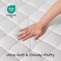 Sonive Mattress Pad Protector, Ultra-Soft, Deep Pocket, Breathable, Cozy&Fluffy (White, Queen)