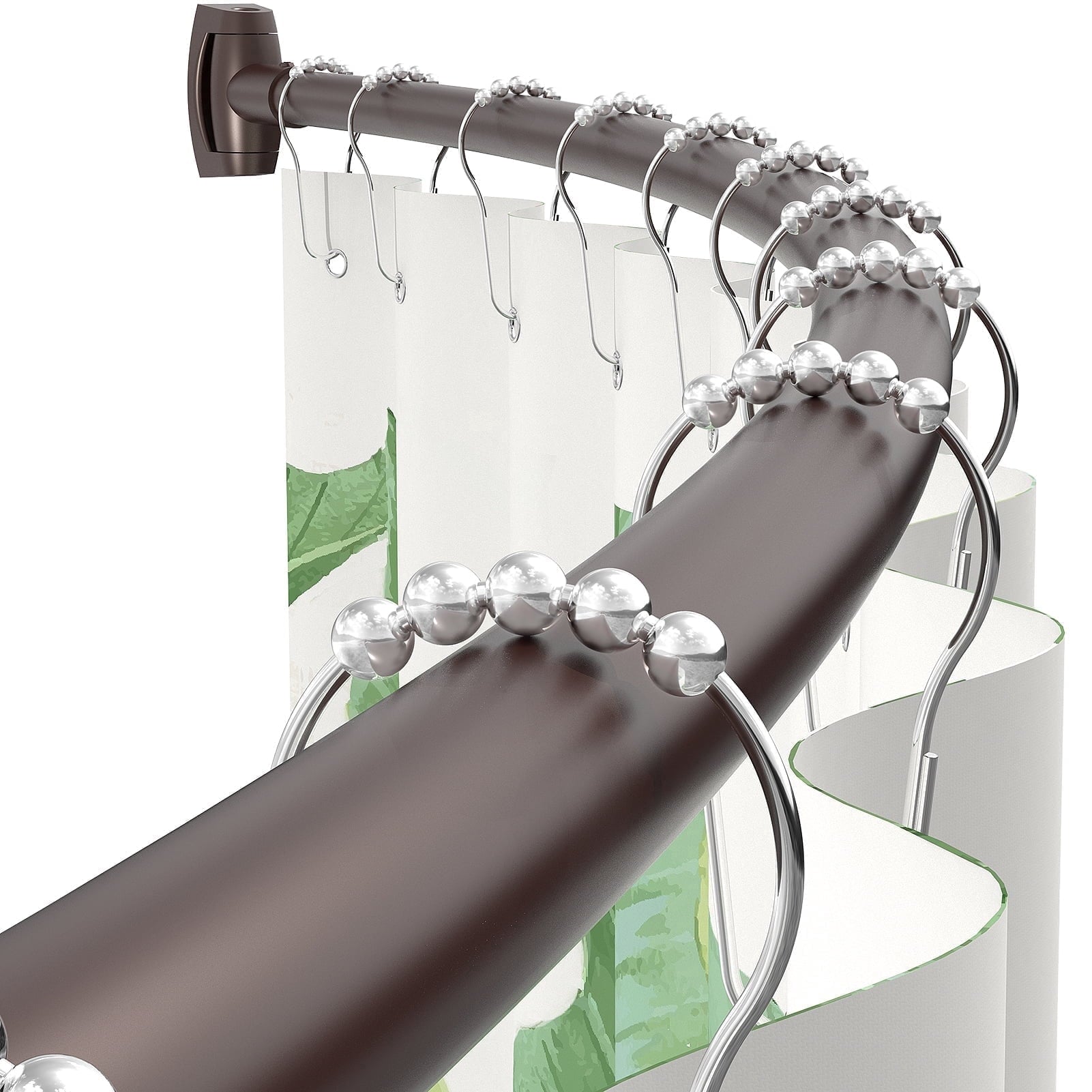 Yeabett Curved Shower Curtain Rod 43-72 Inches Adjustable, Shower Rods for Bathroom Aluminum Rustproof, Round shower curtain rod Expandable, Black