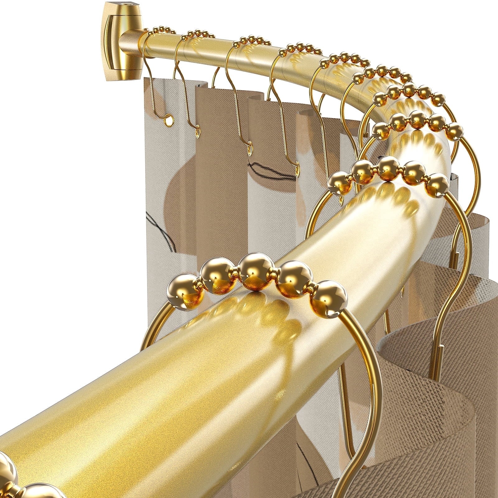 Yeabett Curved Shower Curtain Rod 43-72 Inches Adjustable, Shower Rods for Bathroom Aluminum Rustproof, Round shower curtain rod Expandable, Black