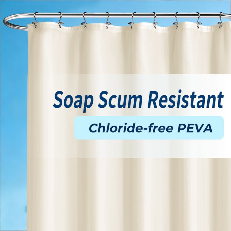 Yiannan Clear PEVA Shower Curtain Liner, Rustproof Grommets, Waterproof, 3 Magnets，71x72
