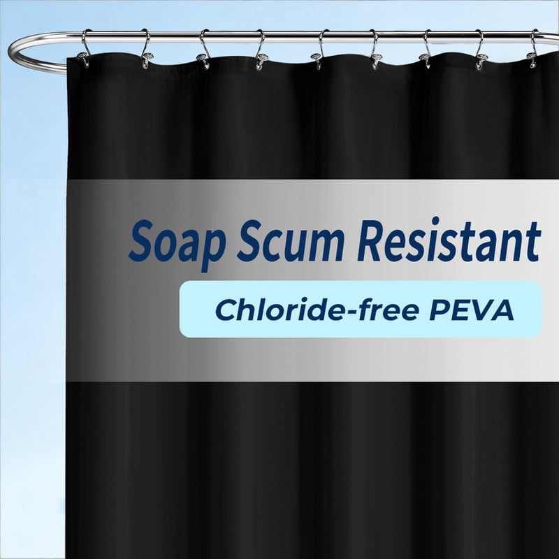 Yiannan Clear PEVA Shower Curtain Liner, Rustproof Grommets, Waterproof, 3 Magnets，71x72