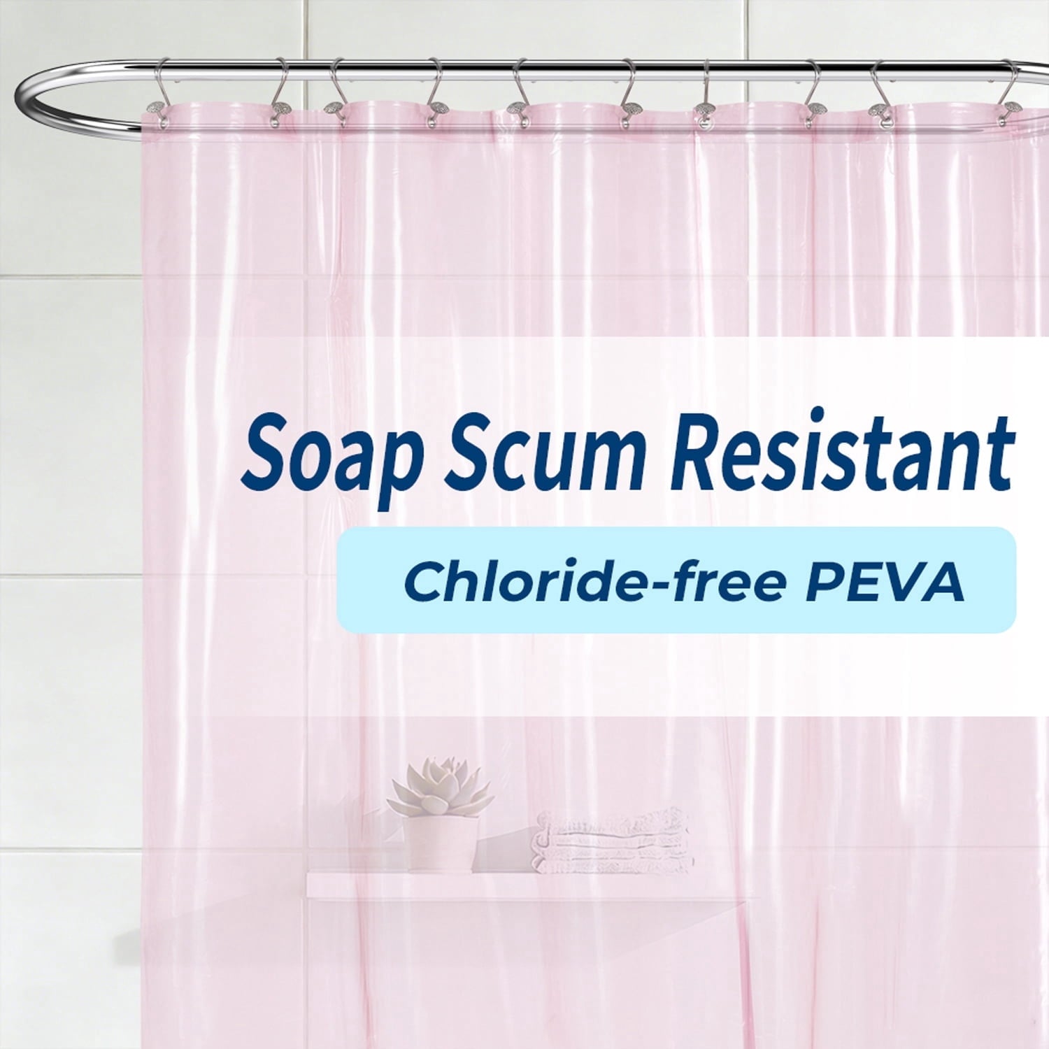 Yiannan Clear PEVA Shower Curtain Liner, Rustproof Grommets, Waterproof, 3 Magnets，71x72