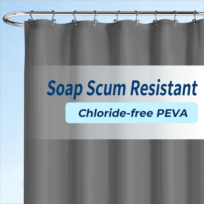 Yiannan Clear PEVA Shower Curtain Liner, Rustproof Grommets, Waterproof, 3 Magnets，71x72