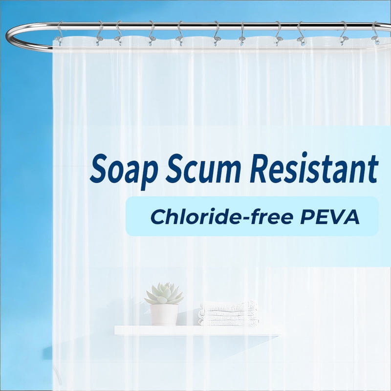 Yiannan Clear PEVA Shower Curtain Liner, Rustproof Grommets, Waterproof, 3 Magnets，71x72