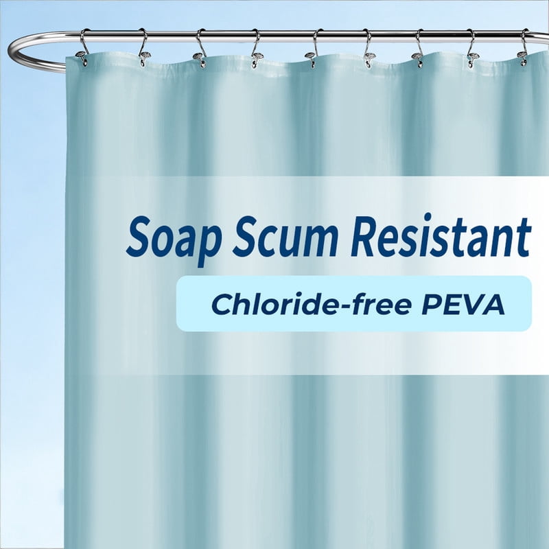 Yiannan Clear PEVA Shower Curtain Liner, Rustproof Grommets, Waterproof, 3 Magnets，71x72