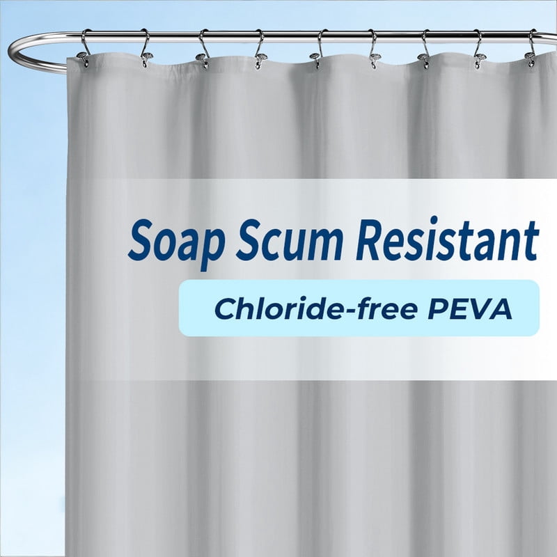 Yiannan Clear PEVA Shower Curtain Liner, Rustproof Grommets, Waterproof, 3 Magnets，71x72
