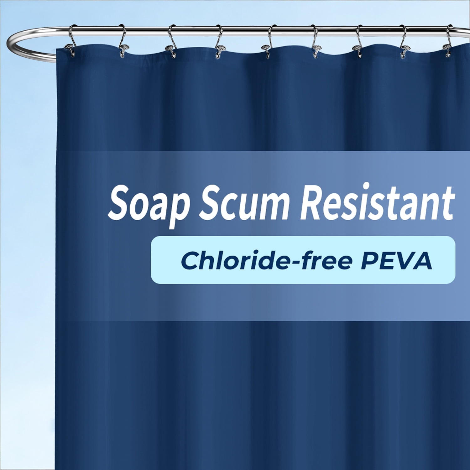 Yiannan Clear PEVA Shower Curtain Liner, Rustproof Grommets, Waterproof, 3 Magnets，71x72