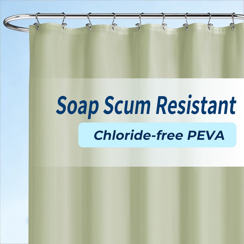 Yiannan Clear PEVA Shower Curtain Liner, Rustproof Grommets, Waterproof, 3 Magnets，71x72