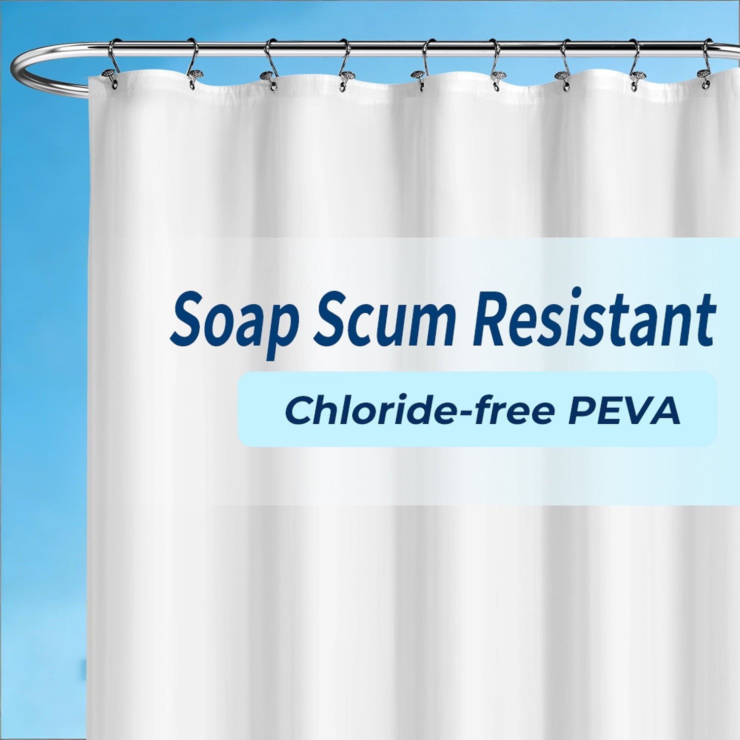Yiannan Clear PEVA Shower Curtain Liner, Rustproof Grommets, Waterproof, 3 Magnets，71x72